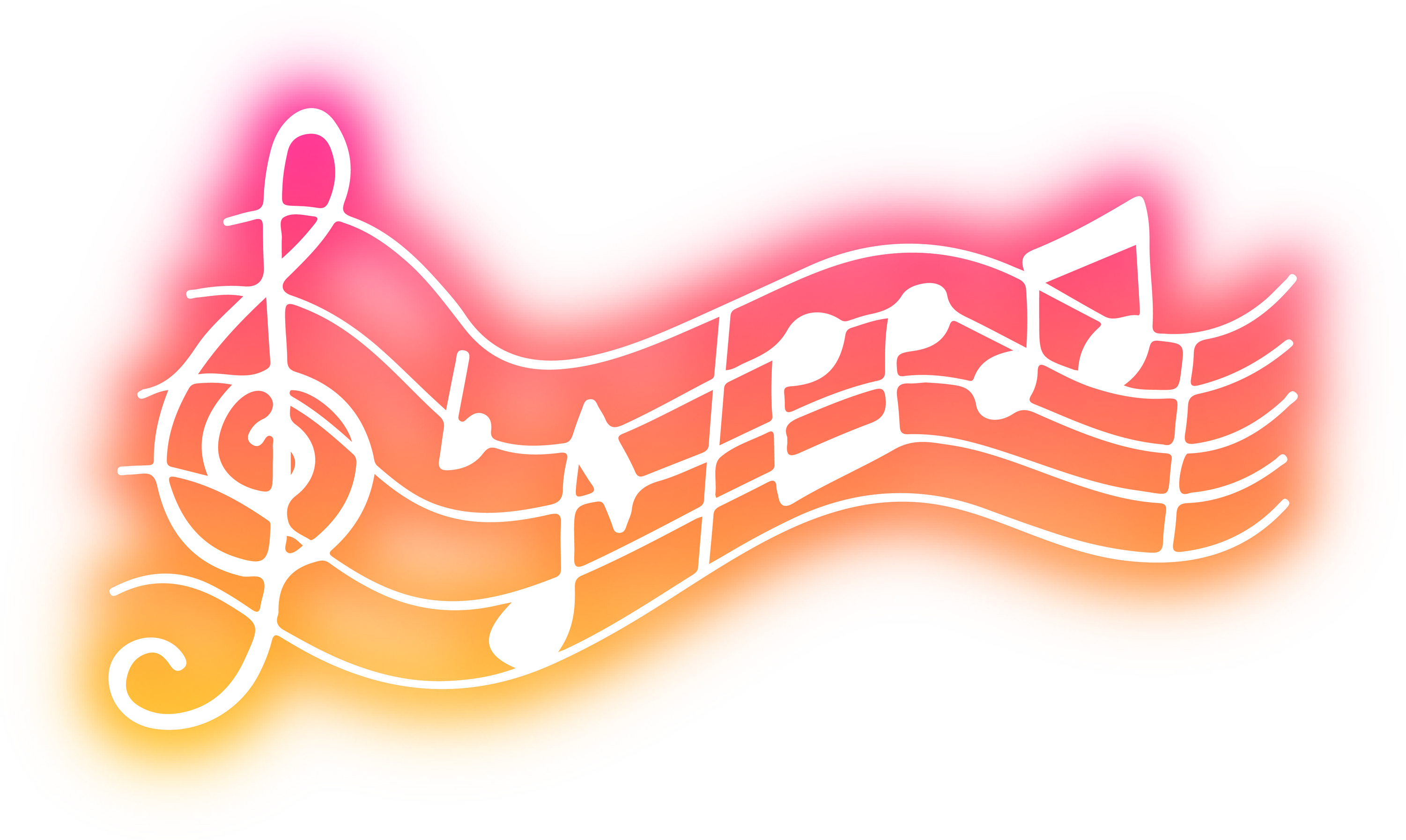 Collection of musical instrument doodles neon