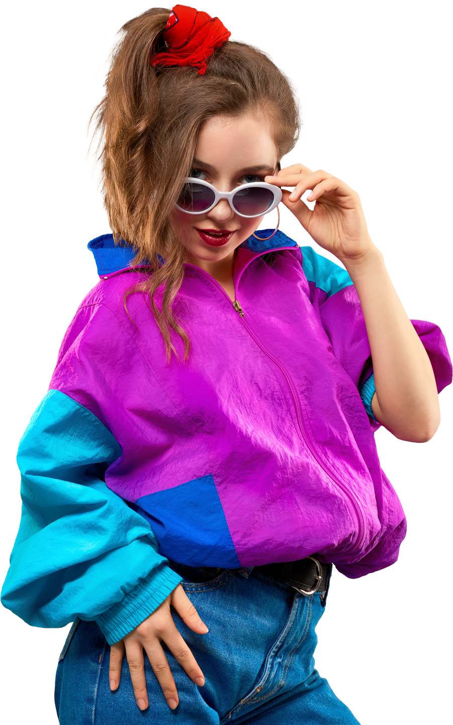 Fashion Teenager Girl in vintage sunglasses PNG